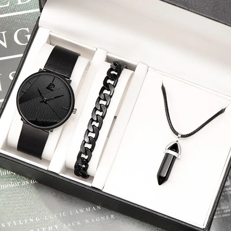 RELOJ Y ACCESORIOS INCLUIDOSSet de Reloj de Cuarzo con Pulsera y Collar – Elegancia Completa para Toda Ocasión ⌚✨